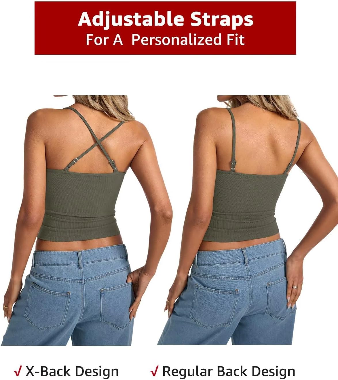 Womens Lace Camisole Tops Square Neck Ribbed Tank Tops Adjustable Spaghetti Straps Sleeveless Summer Shirt 2026 - Image 6