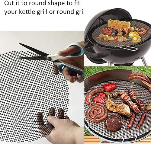 Miniatura 6 de Juego de 4 alfombrillas de malla para barbacoa, resistentes al calor, recubiertas de PTFE de fibra de vidrio de 15.75 x 13 pulgadas, antiadherentes