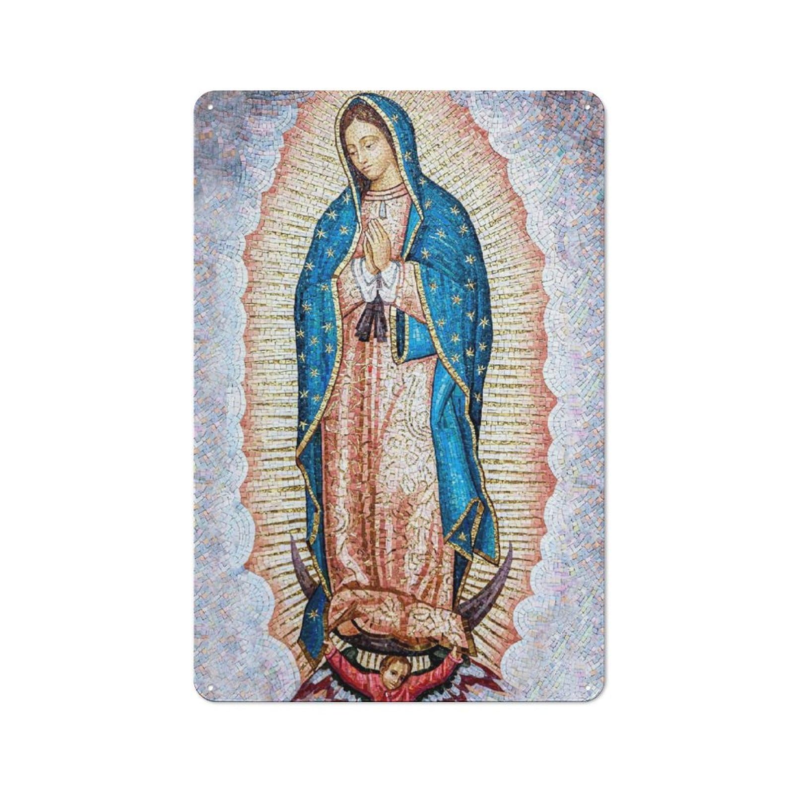 Junmoney Virgin Of Guadalupe Metal Sign 30X20cm With For Workshop Wall, Retro Decor, For Garage, Workshop And Man Cave Decoration