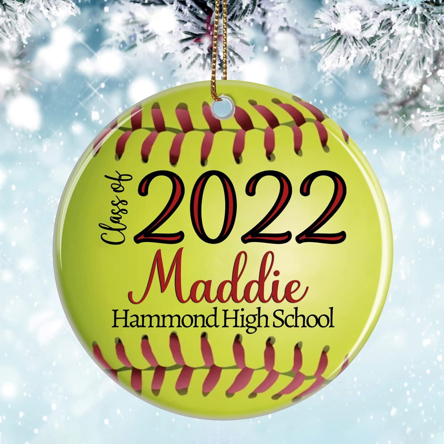 Personalized Softball Christmas Tree Ornaments, Custom