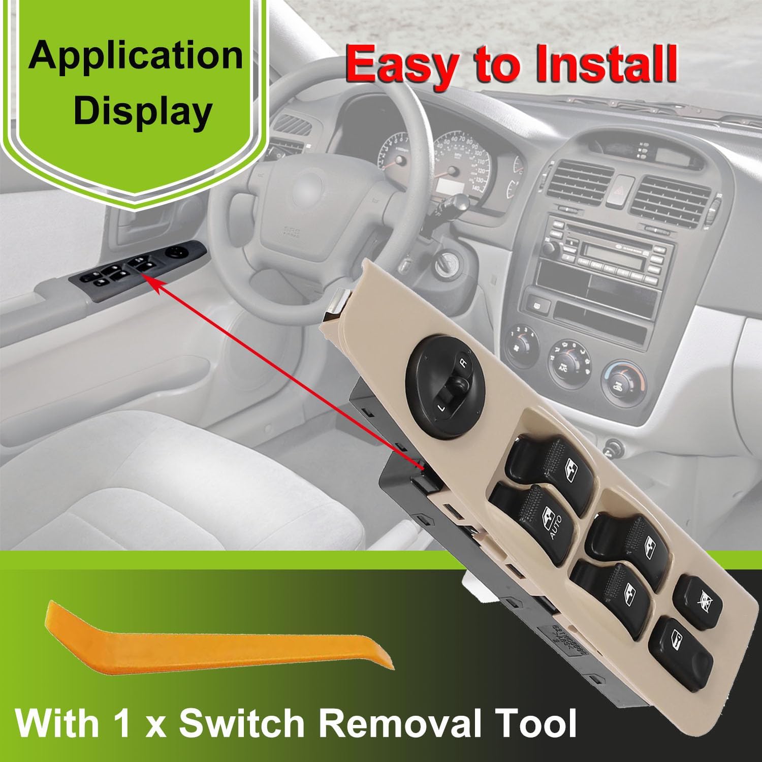 93570-2F200 Front Left Power Auto Window Switch Driver Compatible with 2004-2009 Kia Spectra & Cerato, Driver's Side Electric Master Window Switch Button Replacement for Kia Spectra & Cerato 2004-2009