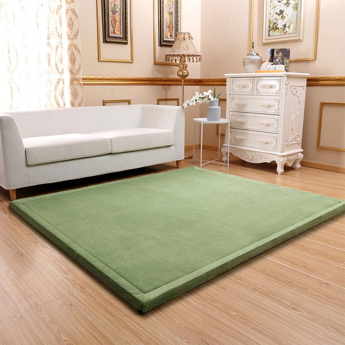Single tree forest Large Area Rug, 2cm Thick Kids Carpet, Solid Color-Willow Green-80 * 100cm