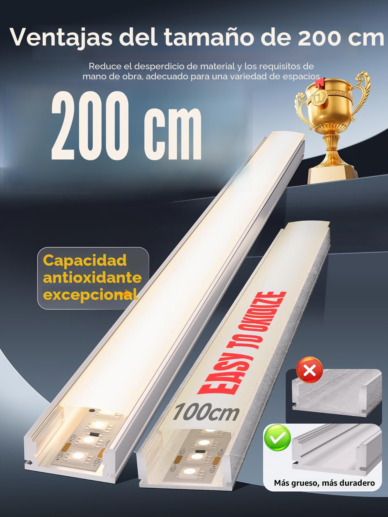 LED Perfil U forma de Aluminio para Tira Canaleta con Difusor Opaco y Transparente Empotrable (U-form, 6×1 Meter)