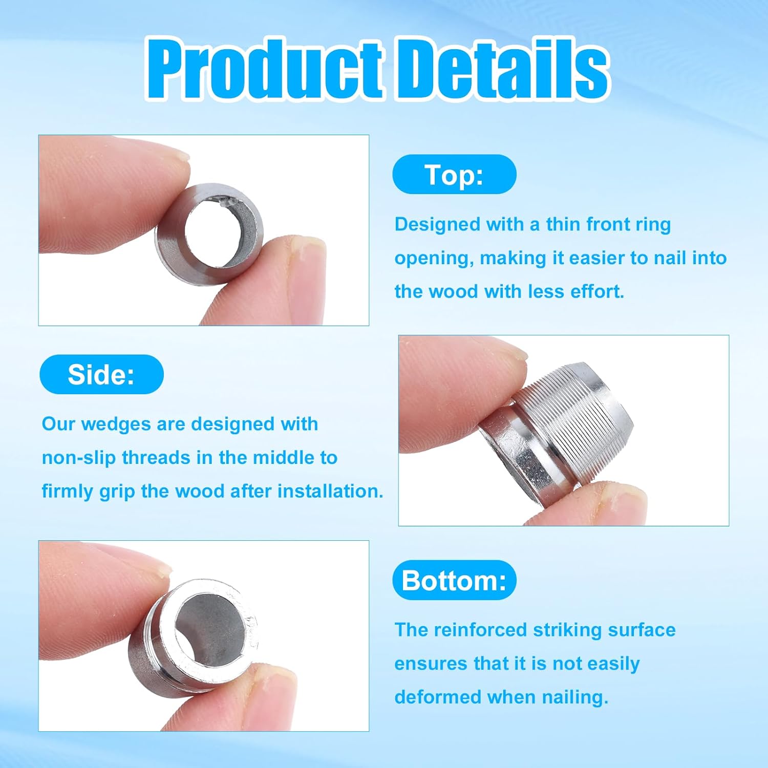 Gosknor 30pcs Round Axe Handle Wedge Kit, 8mm, 10mm, 12mm Sturdy Carbon Steel Axe Wedge Metal Hammer Sledge Accessories for Reinforcing