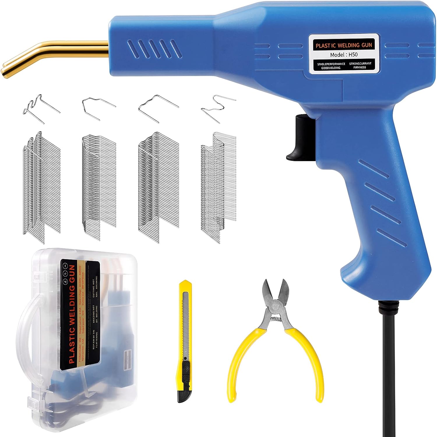 Uolor Plastic Welding Machine Car Bumper Repair Kit, Hot Stapler Plastic Repair Kit, Hot Staple Gun Car Bumper Crack Repair Kit - 50 Watt