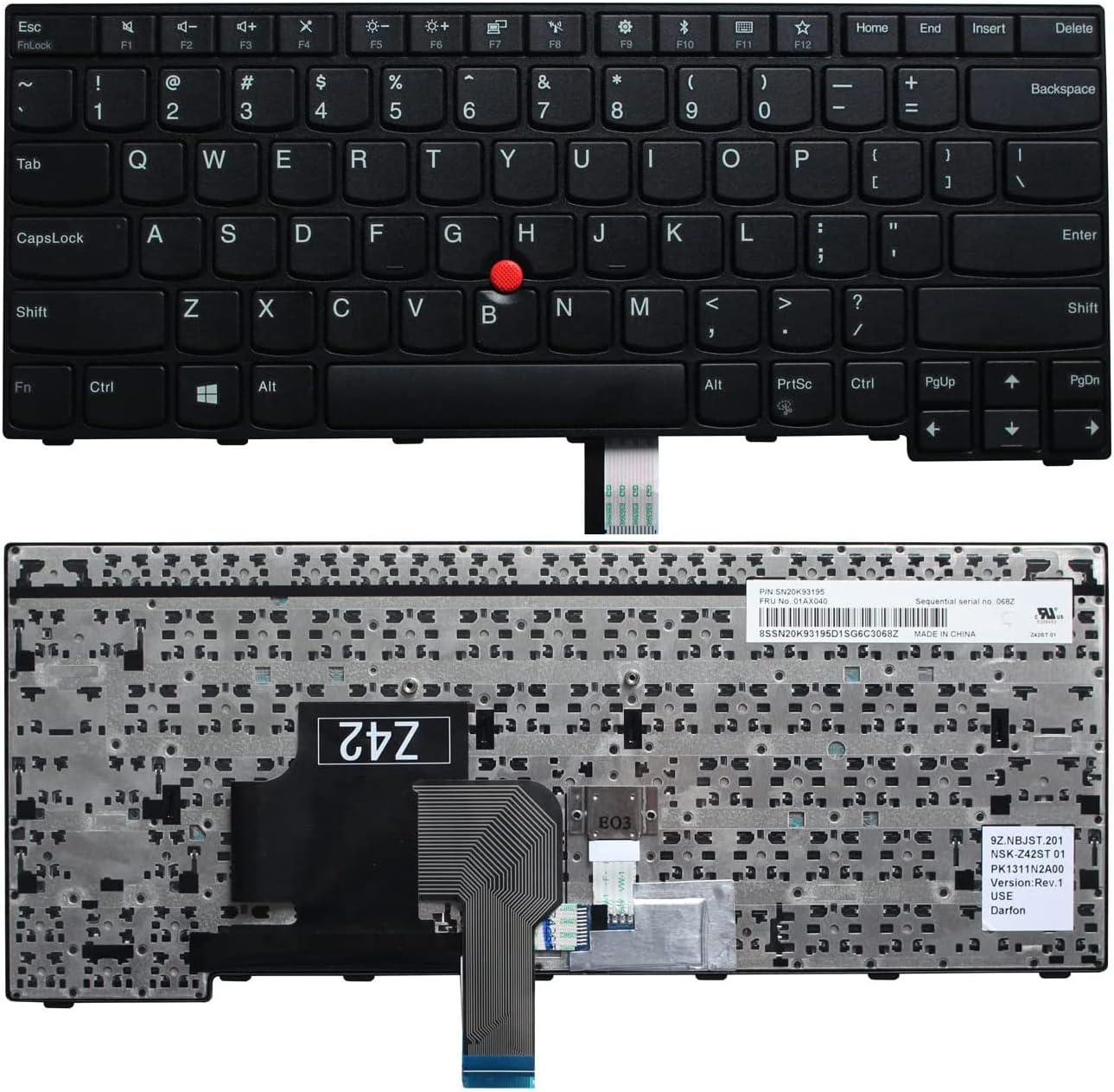 ACOMPATIBLE Replacement Keyboard for Thinkpad E470 E475 E470c Laptop US Layout No Backlight