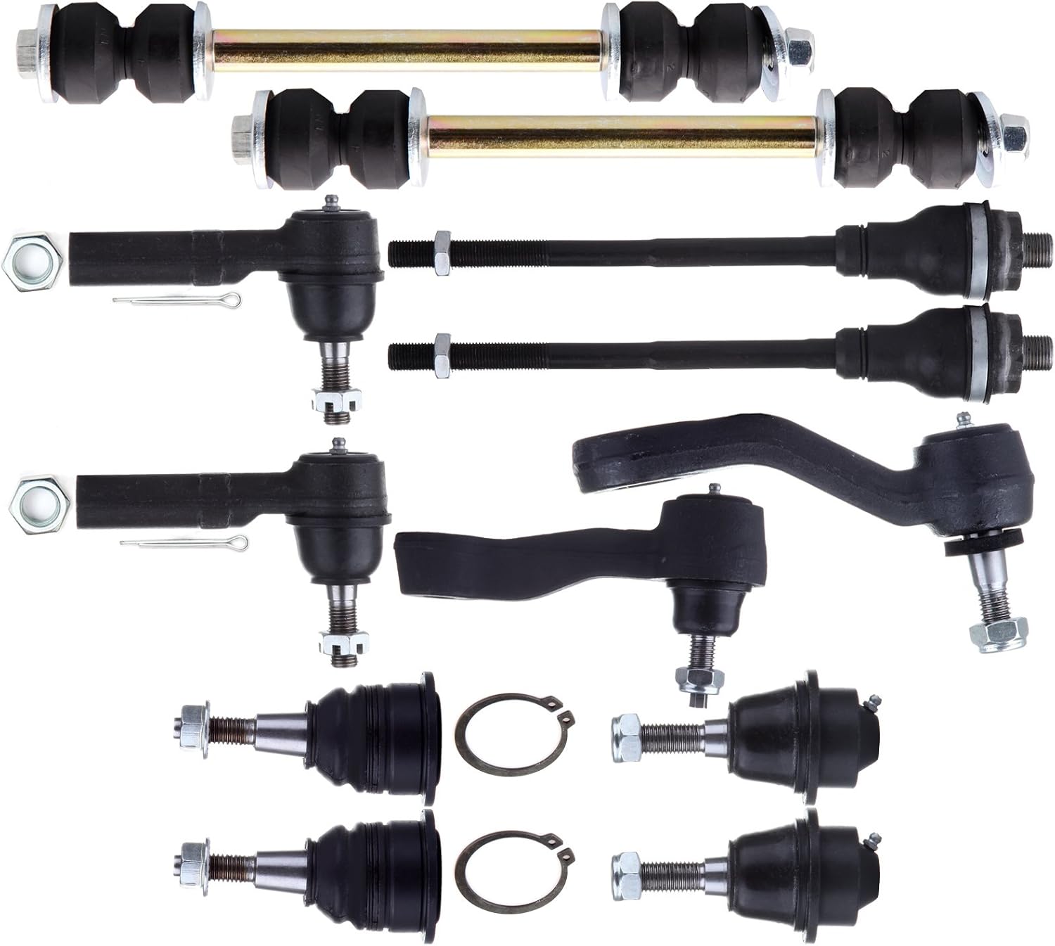LSAILON 12pcs ES3488 K6693 ES3609 K6535 K8987 K6696 K6654 Front Ball Joint Idler Arm Pitman Arm Stabilizer Bar Link Kit Tie Rod End Kit Fit 2007-2010 for Chevrolet Silverado 3500 HD
