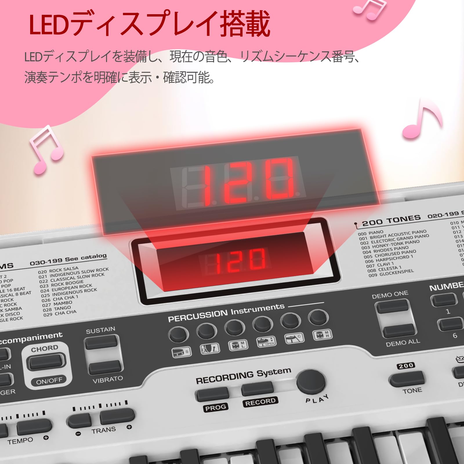 Amazon.co.jp: 【初心者向けの日本語表記】電子ピアノ 61鍵盤