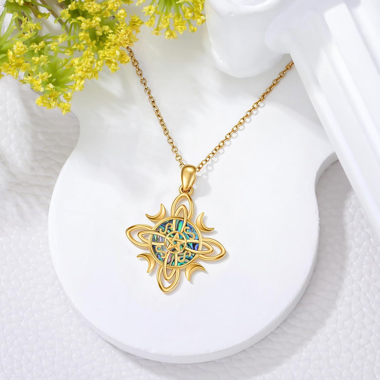 Witch Knot Necklace 925 Sterling Silver Celtic Pagan Witchy Pendant Wiccan Jewelry Gifts for Women Mom - Image 3