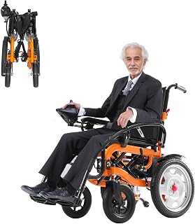 Electric Wheelchair with 20" Extra Wide Seat,20 Miles Long Range Foldable Electric Wheelchair,330 lbs Capacity Electric Wheelchairs for Adults,500W Dual Motor All Terrain Electric Wheelchairs,Orange