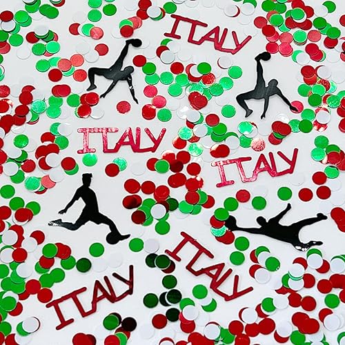 Copa Mundial de Confeti - Italia, jugador de fútbol, pelota verde, rojo, blanco - 2 bolsas de media onza (1 oz) #3364