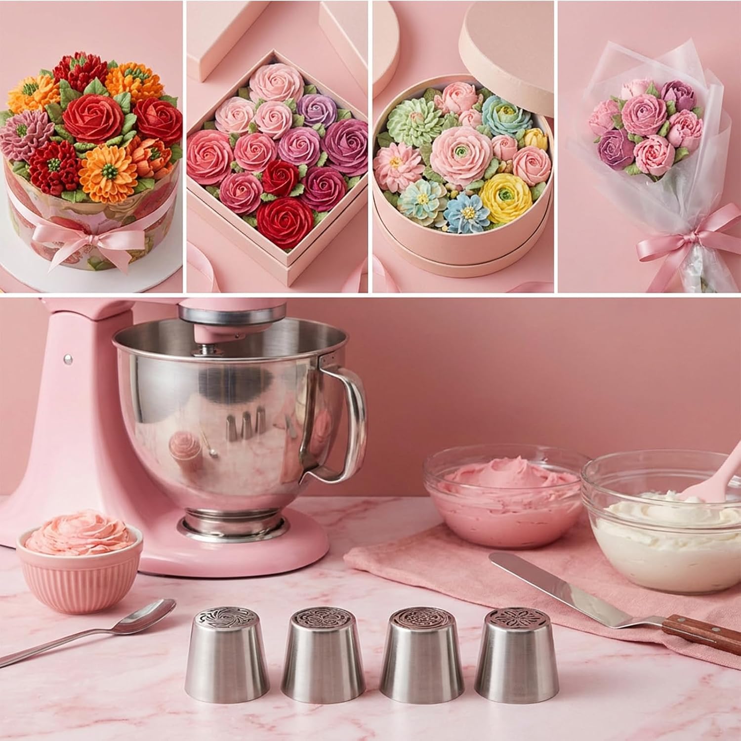 4 PCS Stainless Steel Extra Large Russian Piping Tips Set