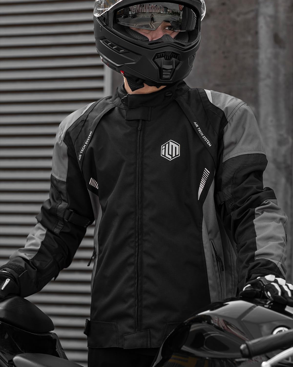 ILM Men’s Motorcycle Jacket with CE Armor and Detachable Thermal Liner All Season Waterproof Jacket Model JF1(Grey,L) - Image 7