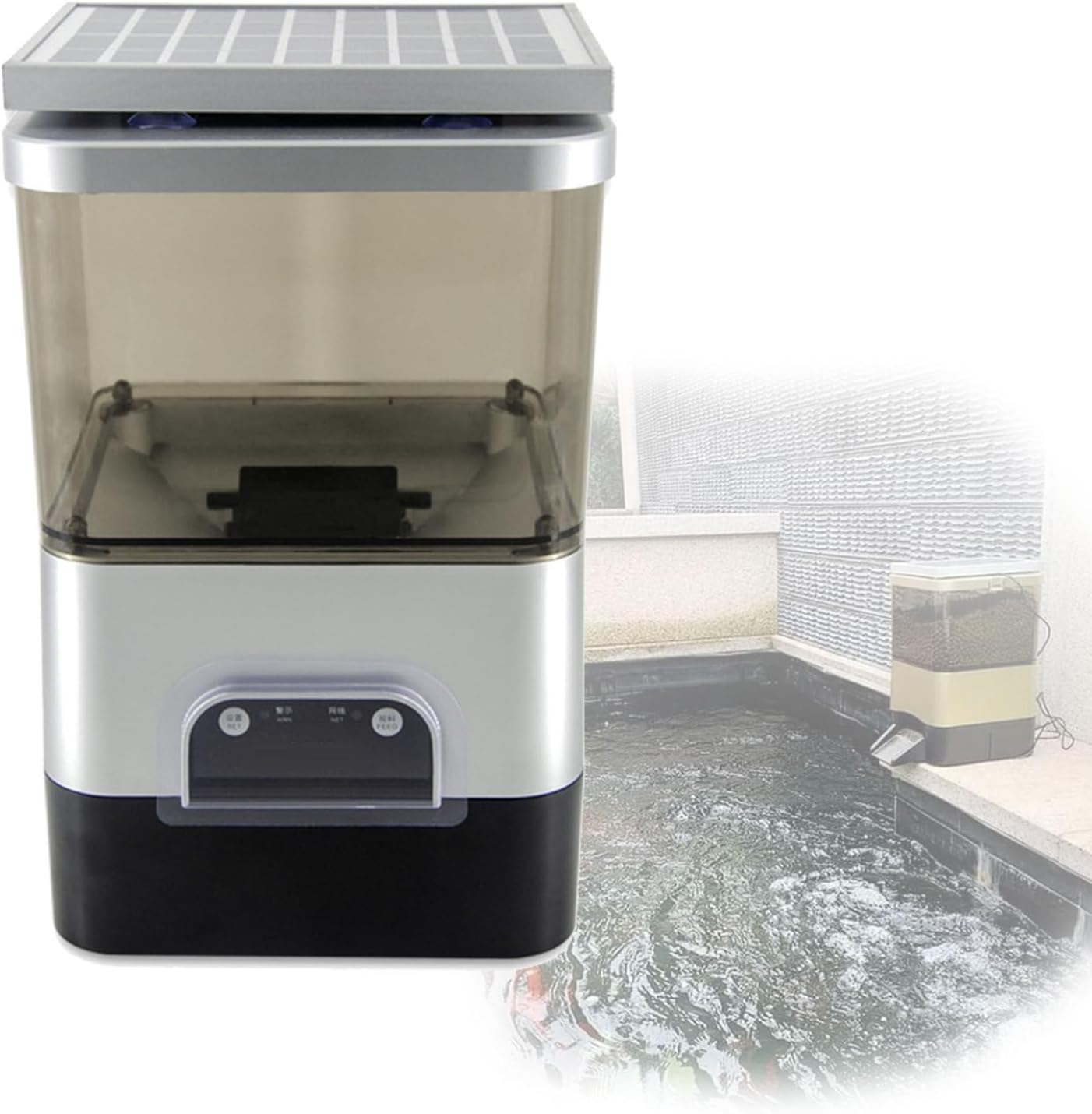 Automatic Fish Feeder in Aquaculture,10L Large Capacity,Adjustable 1–12 Feedings,Rainproof and Sunproof Auto Feeder for Fish Pond for Fish Tank