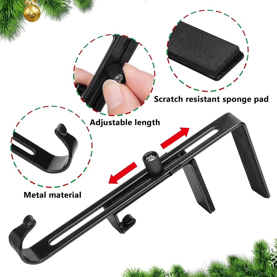 NICEWAT Christmas Stocking Holder Hooks, 6 Pack Black Metal Hooks For Mantle, Fireplace - No Tools Needed