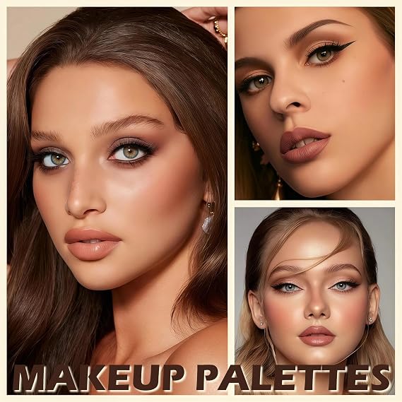 Brown Eyeshadow Palette-12-Color Matte Eyeshadow with Nude & Gold & Dark Brown Shades, Highly Pigmented, Waterproof & Long-Lasting, Includes Brushes for Easy Application, 1PCS