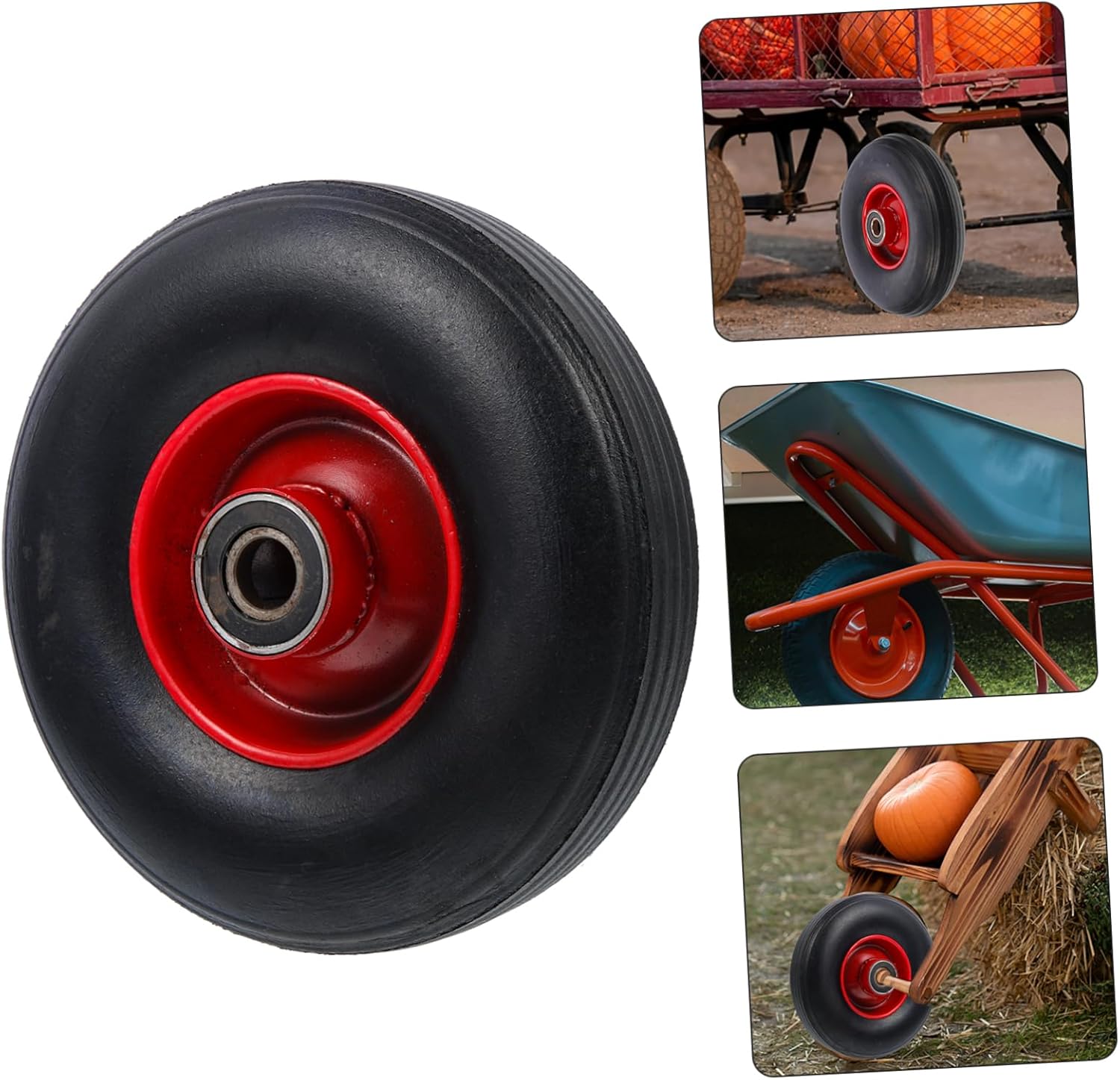 Boy Girl's Solid Rubber Cart Wheel Replacement Non-inflatable Tyre for Garden Carts Wagons and Hand Trucks Shock-absorbing Design for Terrain