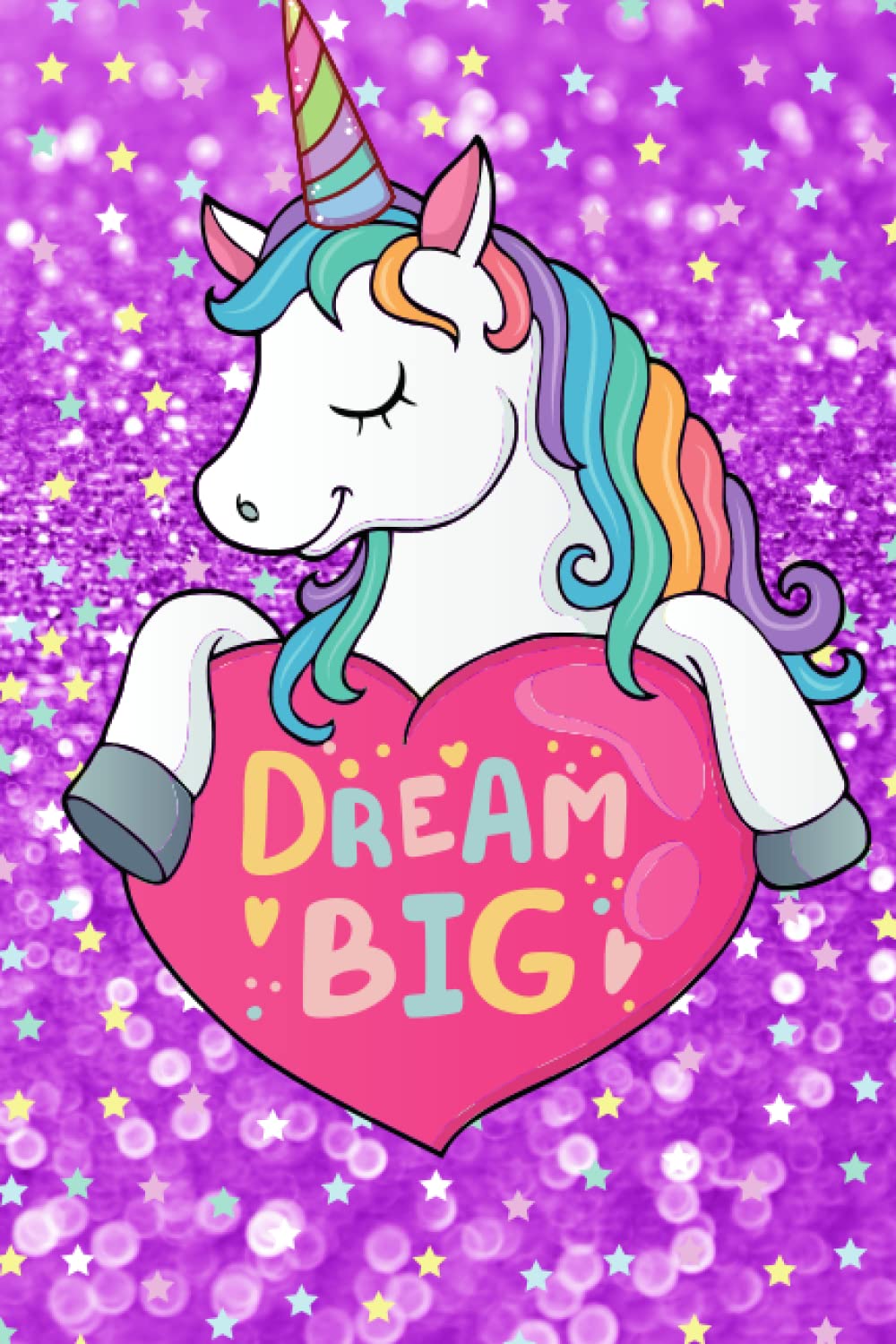 Purple glitter & sparkle unicorn journal (glitter graphic): Notebook for girls