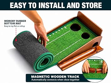 Putting Green Indoor, 9.8 FT Golf Mat Automatic Ball Return