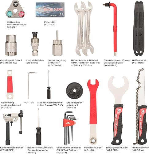 BIKE HAND Bicycle Tool Case, Complete Bicycle Tool Set, Professional Repair Kit with 18 Parts with Transport Case, Black and Red Bicycle Tool Set - 2