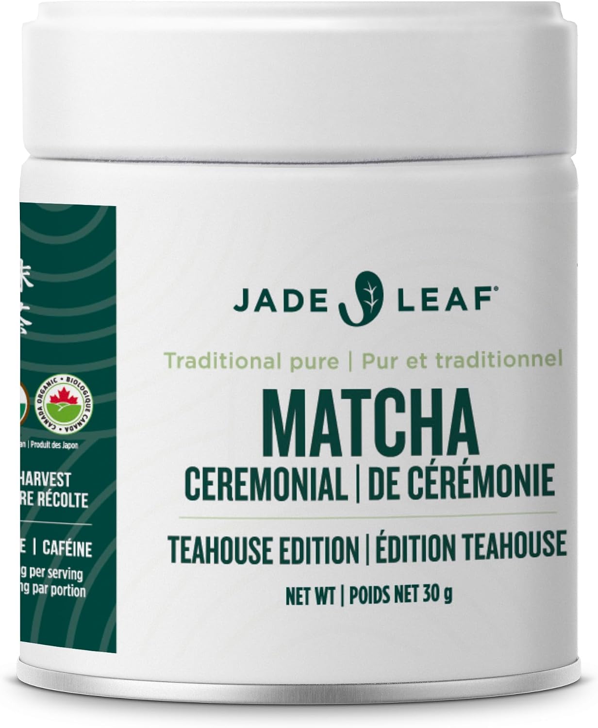 Jade Leaf Matcha Organic Ceremonial Grade Matcha Green Tea Powder - 100% Pure Japanese First Harvest Green Tea for Ceremonies, Usucha, Lattes 30g Tin (Pack of 1)