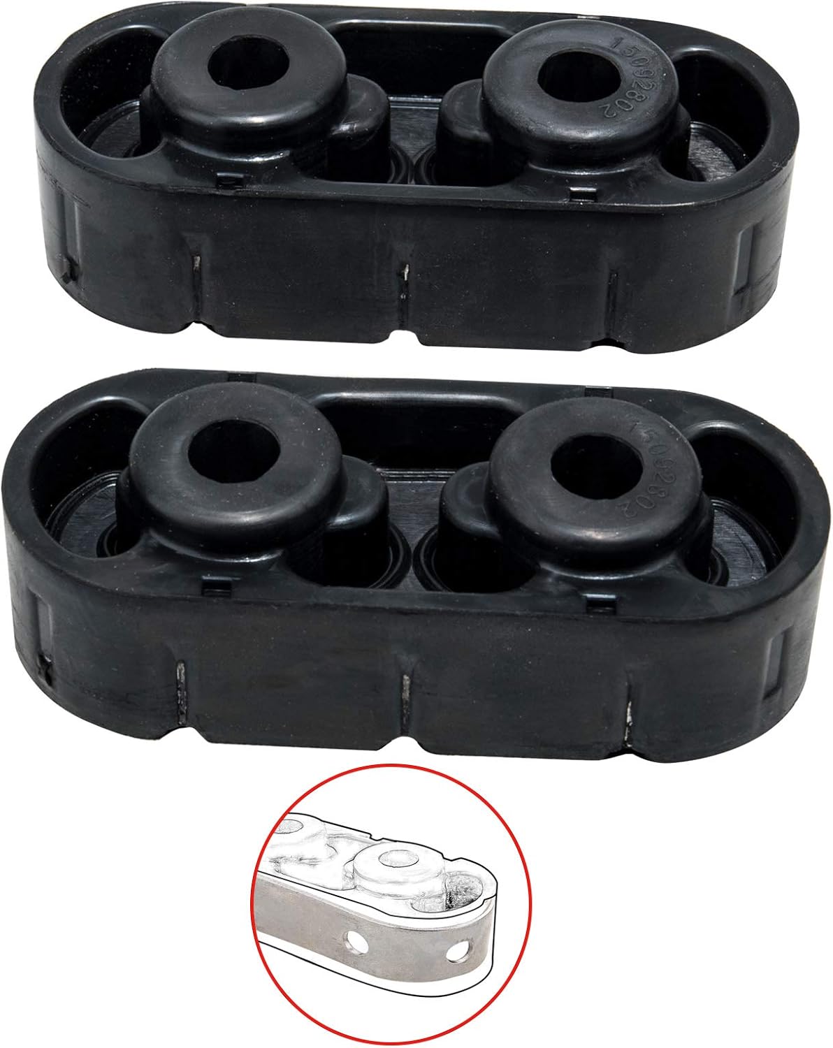 Insulators Exhaust Muffler Hangers 15092802 Compatible with 1999-2018 Silverado Sierra 1500, 2000-2018 Yukon/Tahoe, Built-in Iron Frame Hanger