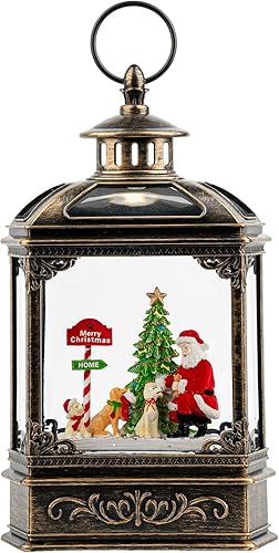 Vista 118 de Linterna de globo de nieve de Navidad, muñeco de nieve brillante con música, forro USB/funciona con pilas, linterna iluminada para decoración