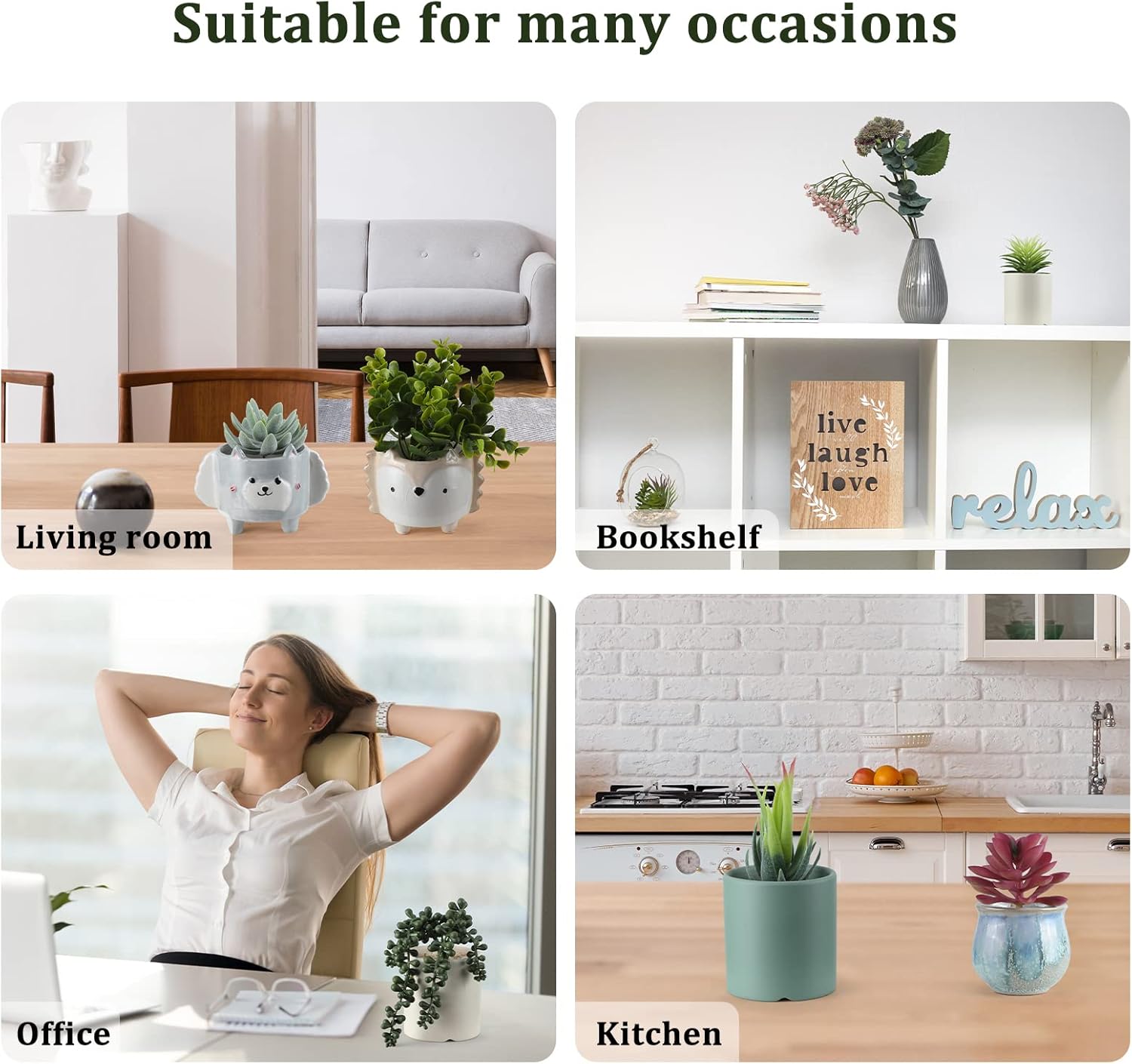 Therwen 32 Pcs Artificial Succulent Plants Mini Fake Succulents Faux Realistic Unpotted Succulents Assortment in Flocked Green for DIY Crafting Home Garden Office Party Decoration