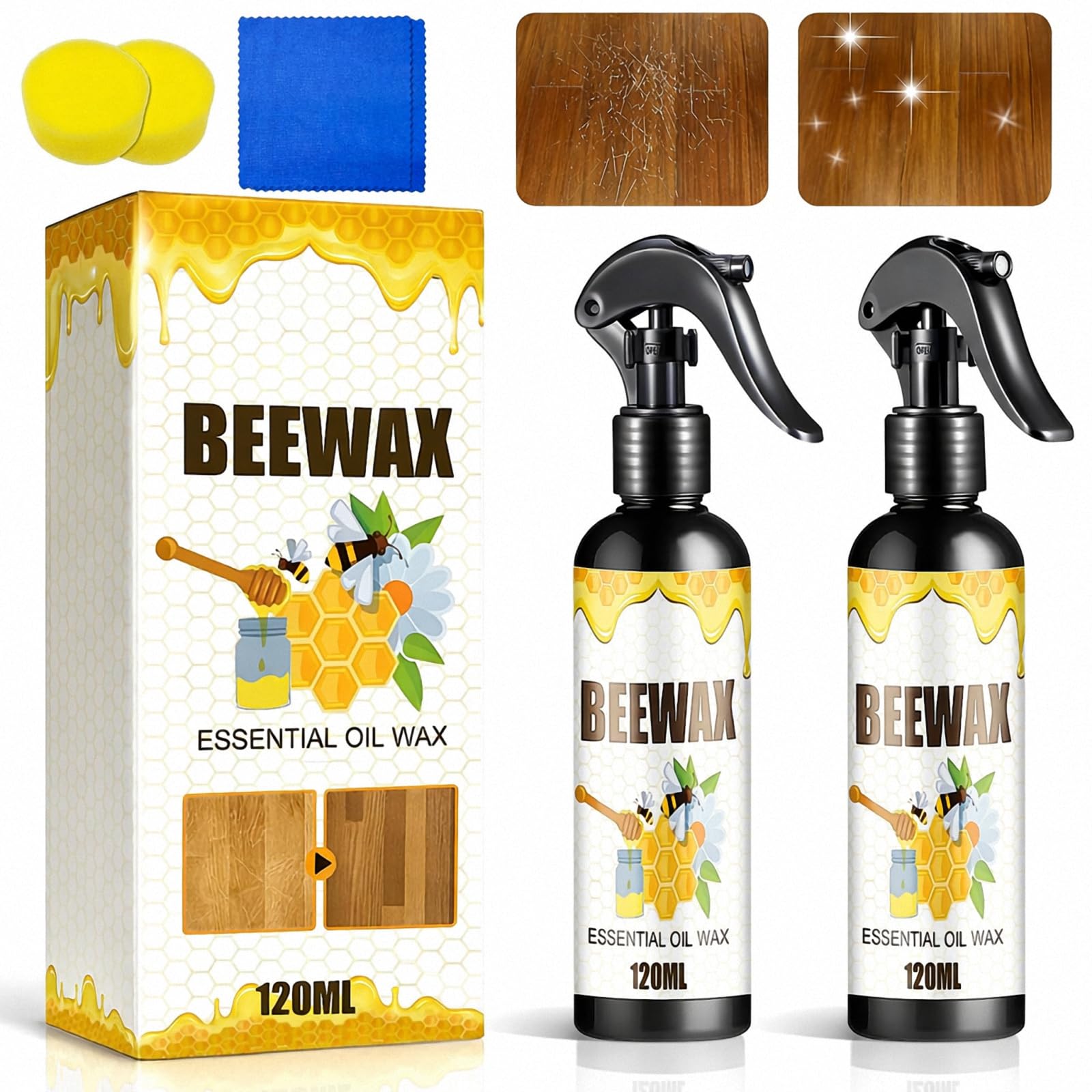Beeswax Wood Polish, 2026 Upgraded Wood Polishing Beeswax Spray, for Floors And Furniture, Natural Micro-Molecular Spray (1Pcs)