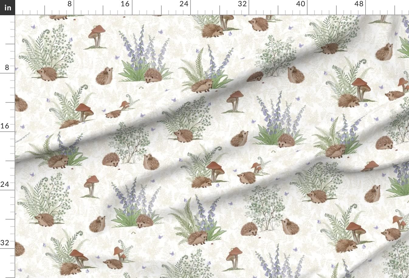 Spoonflower Fabric - Hedgehog Gender Neutral Nursery Woodland Boy Girl Mushroom Printed on Minky Fabric by The Yard - Sewing Baby Blankets Quilt Backing Plush