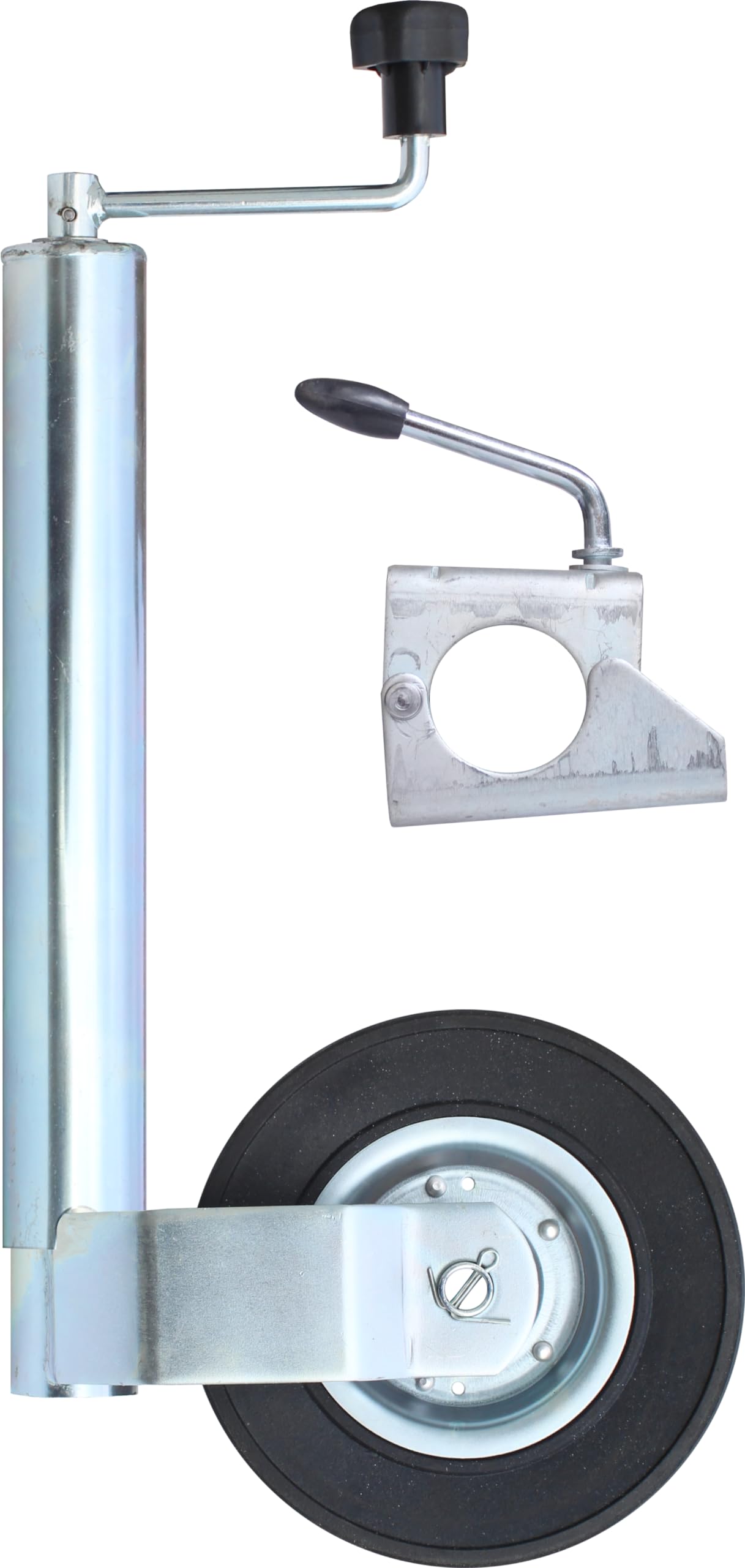 meinAnhängerersatzteil Stützrad Bugrad + Stützradhalter 60mm für 300kg Stützlast Schwerlaststützrad