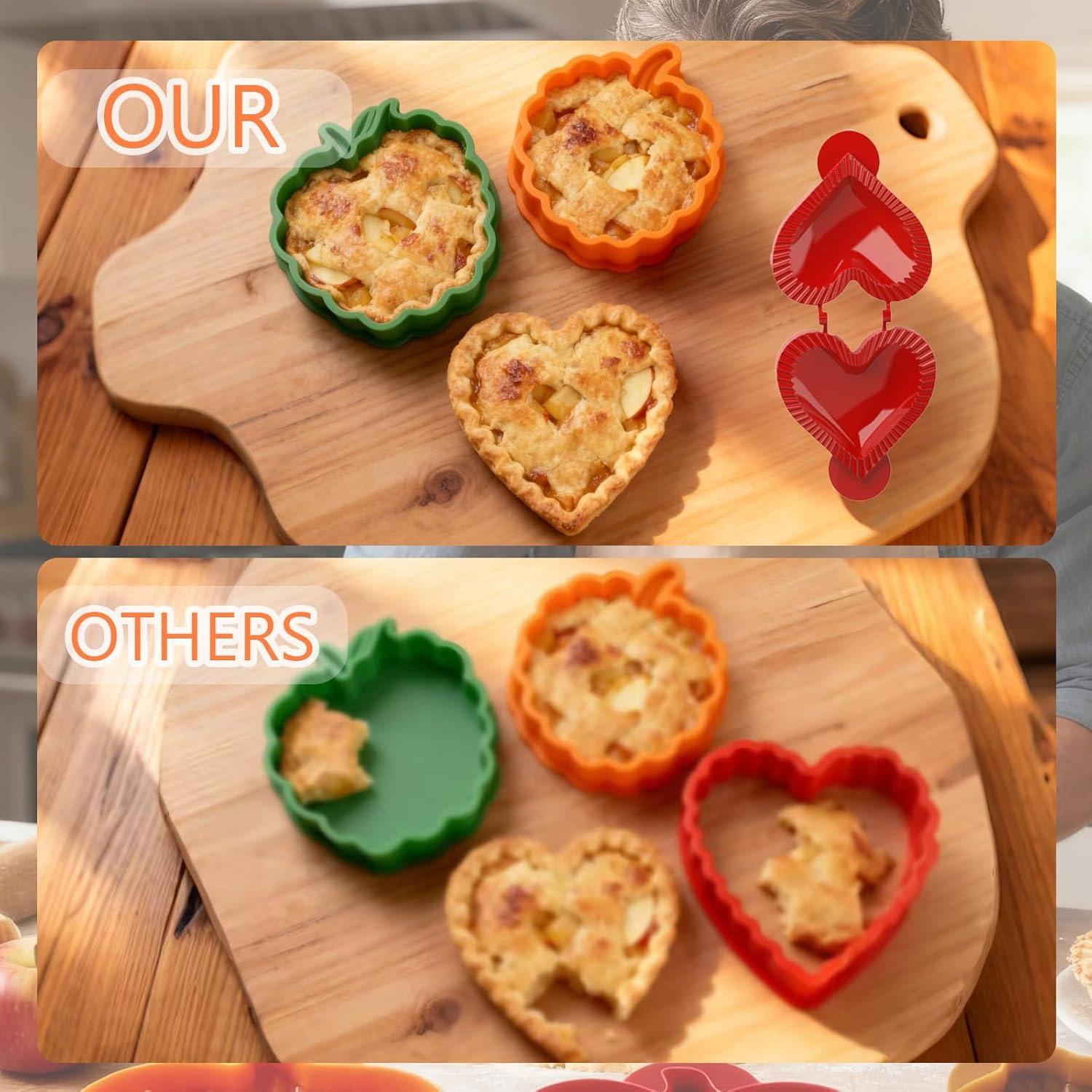 Party Potluck Hand Pie Molds – Easy One-Press Dough Pressers with Fall Apple, Pumpkin & Acorn Shapes for Baking, Holiday Parties