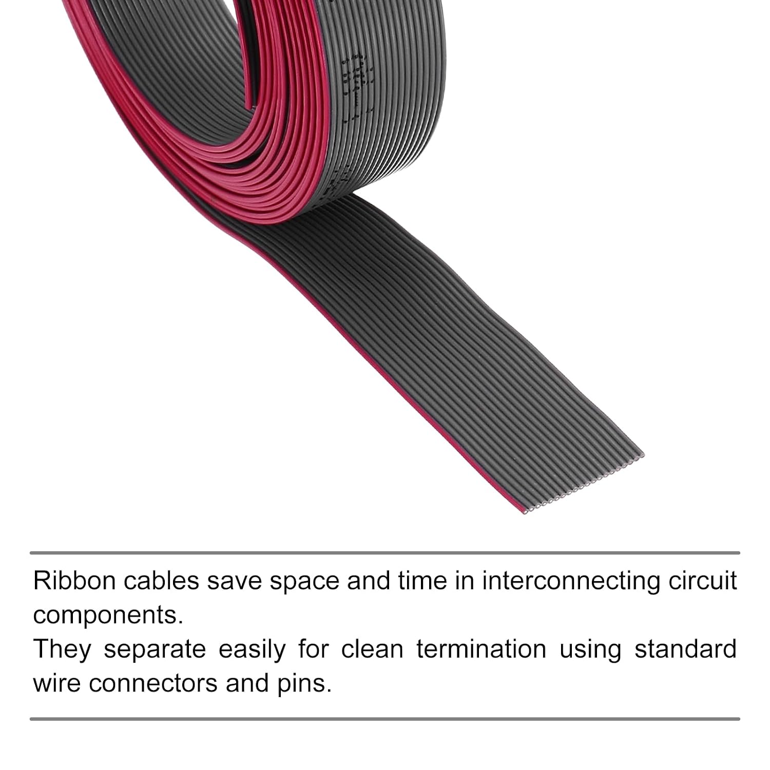 MECCANIXITY 30AWG IDC Wire Flat Ribbon Cable 2m/6.6ft Length 0.635mm Pitch 20 Pin Gray for JTAG/ISP Connecting
