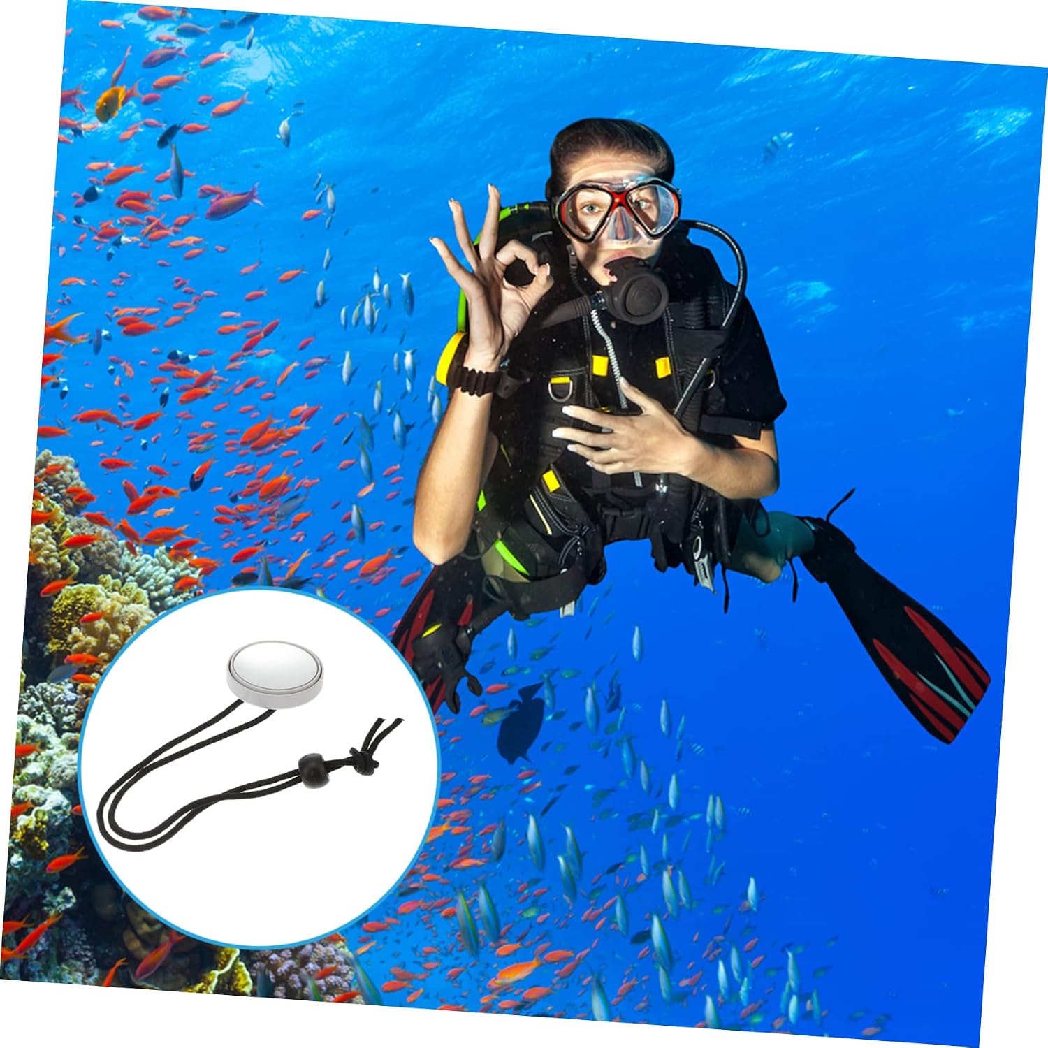 1Pc Adjustable Diving Rearview Mirror for Scuba Diving Lightweight Safety Gear for Cave and Boat Diving Side Hanging Design with Lanyard Durable Underwater