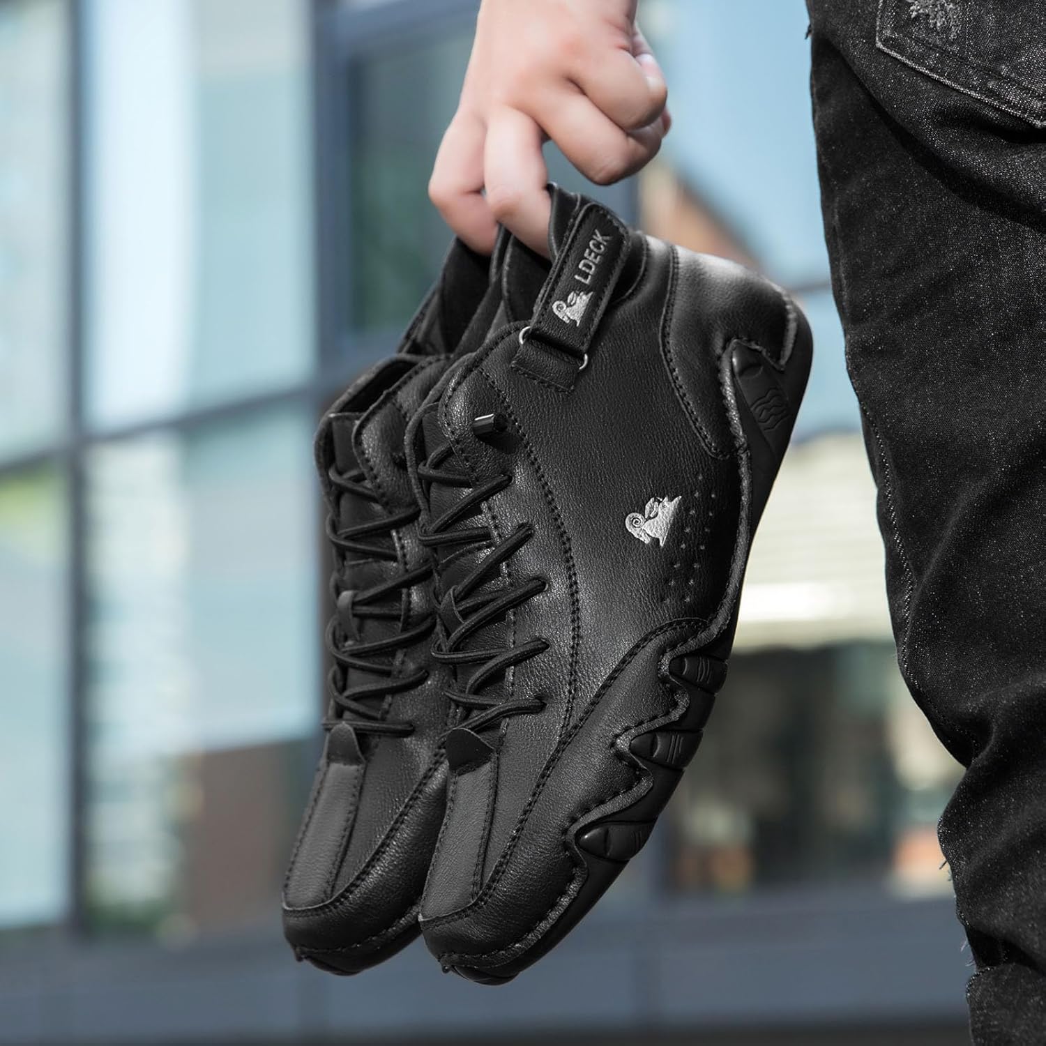 Men's Casual Leather Fashion Sneakers Ankle Boots Slip On Non-Slip Breathable High Boots Hiking Shoes Men - Image 2