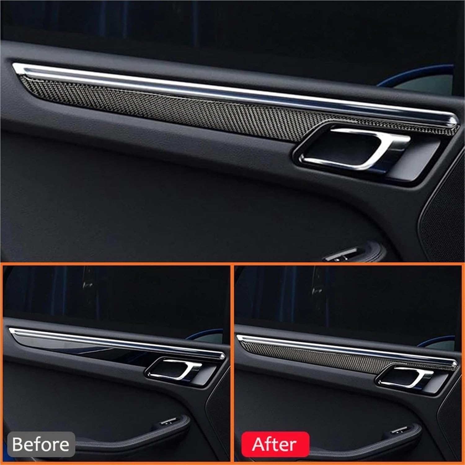 Compatible with Porsche Macan 2015-2018 Carbon Fiber Roadster Inner Door Pull Handle Trim Strips Interior Decoration Sticker Accessorie