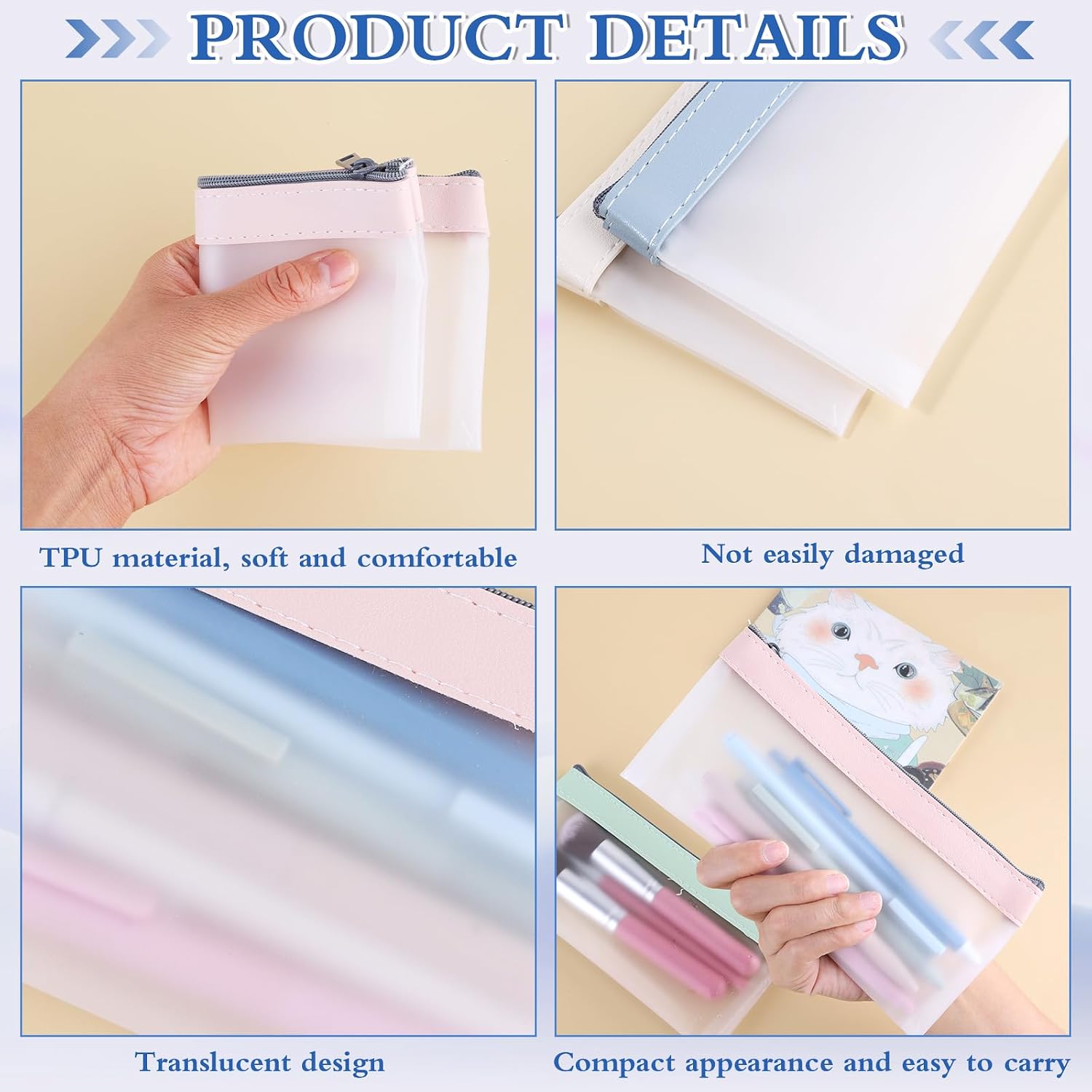 Bewudy 4 Pcs Money Bags with Zipper, Clear Cash Envelopes Coin Purse, Money Envelopes for Cash Saving, For Check Wallet Receipt Organizer Tool Pouch