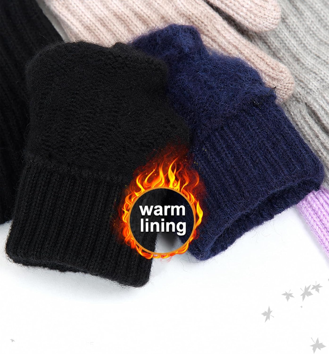 Kids Winter Knit Gloves Soft Warm Full Finger Mittens for Boys Girls 4-9T