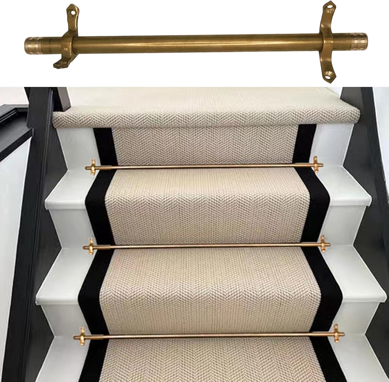 Brass Stair Carpet Rod, Stair Carpet Rod Fixer, Durable Stair Rod for Home Use, Easy to Install(L100cm(39 3/8"))