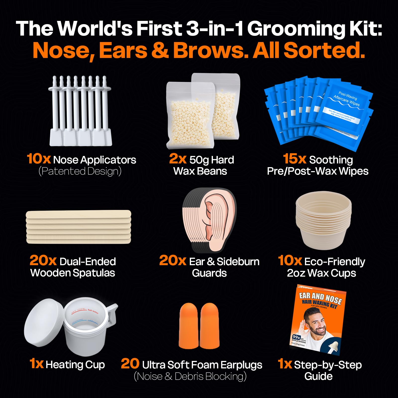 Ear, Nose & Eyebrow Hair Removal Wax Kit with Heating Pot