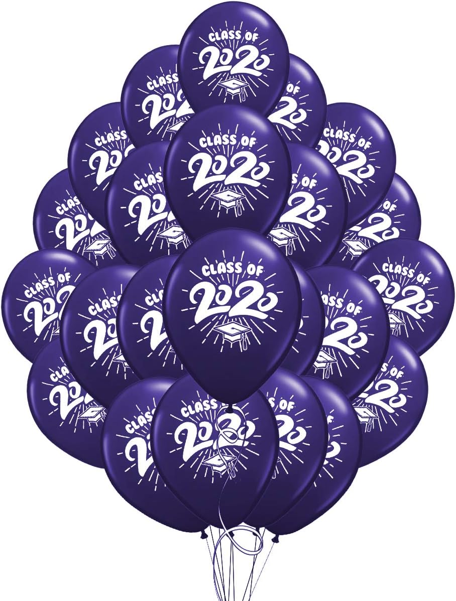 School Colors Graduation 11" Latex Balloons - Pack of 20 (2020, Quartz Purple)