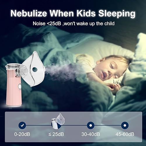 Miniatura 5 de Nebulizador portátil, nebulizadores de mano para viajes y uso doméstico, máquina nebulizadora silenciosa para adultos y niños, inhalador de vapor