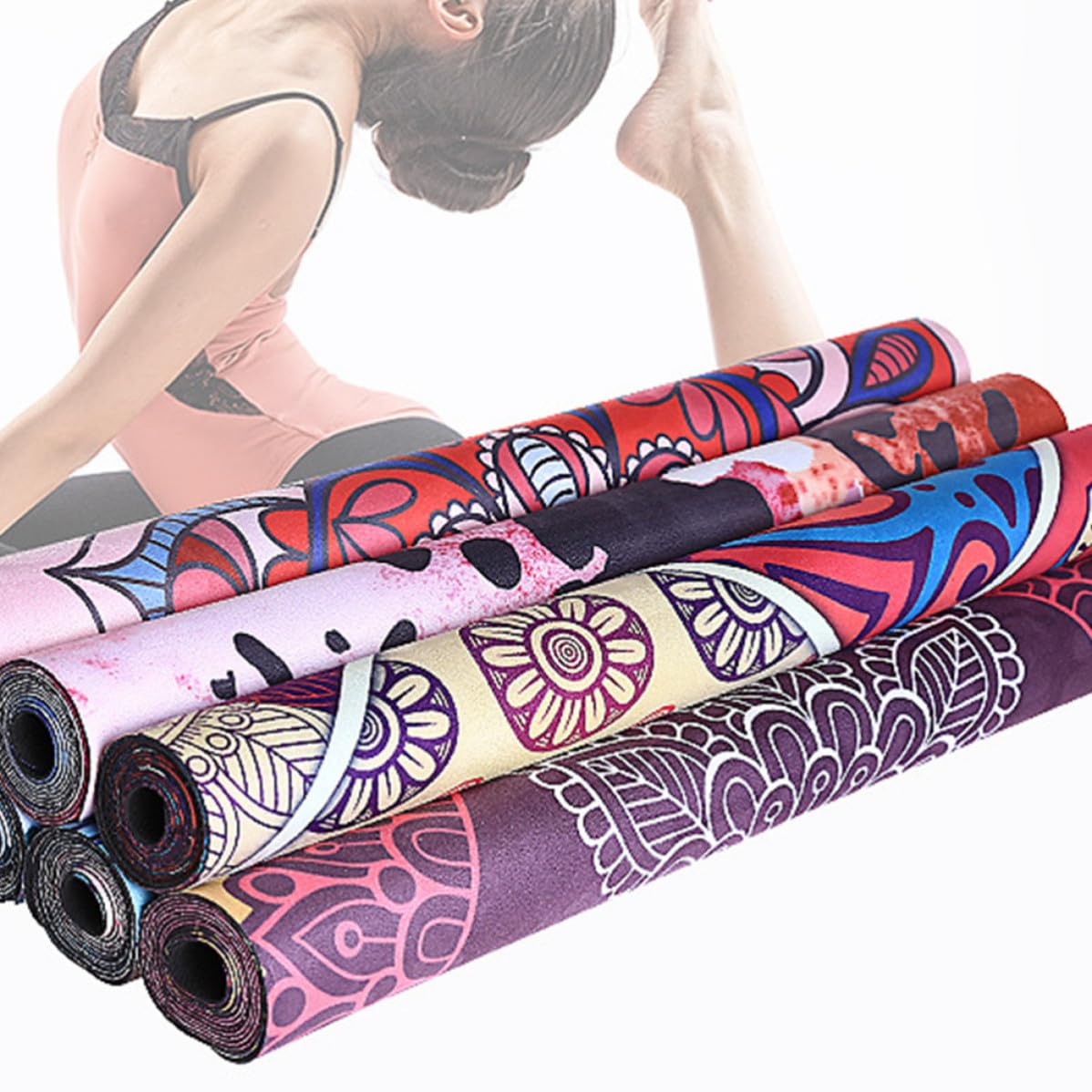 PRETYZOOM Esterilla de Yoga Ecológica Antideslizante de Gamuza y Goma y Absorbente de Sudor Grosor de 1,5 Mm Varios estilos Adecuado para Yoga y Fitness para Entrenamiento Varios estilos