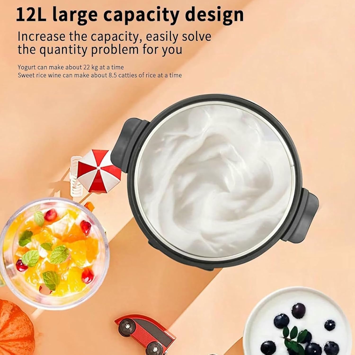 12 L Yogurt Fermenter, Smart Yogurt Machine, Electrical Fermentation Machine, Time and Temperature Control, for Commercial Cuisine, Garlic, Yogurt, Pickles, Wine ~/