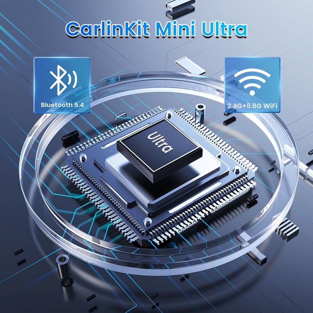 Carlinkit Adaptador inalámbrico Mini Ultra CarPlay para iPhone, adaptador automático inalámbrico para Android, convierte con cable a CarPlay inalámbrico y Android Auto, configuración Plug and Play