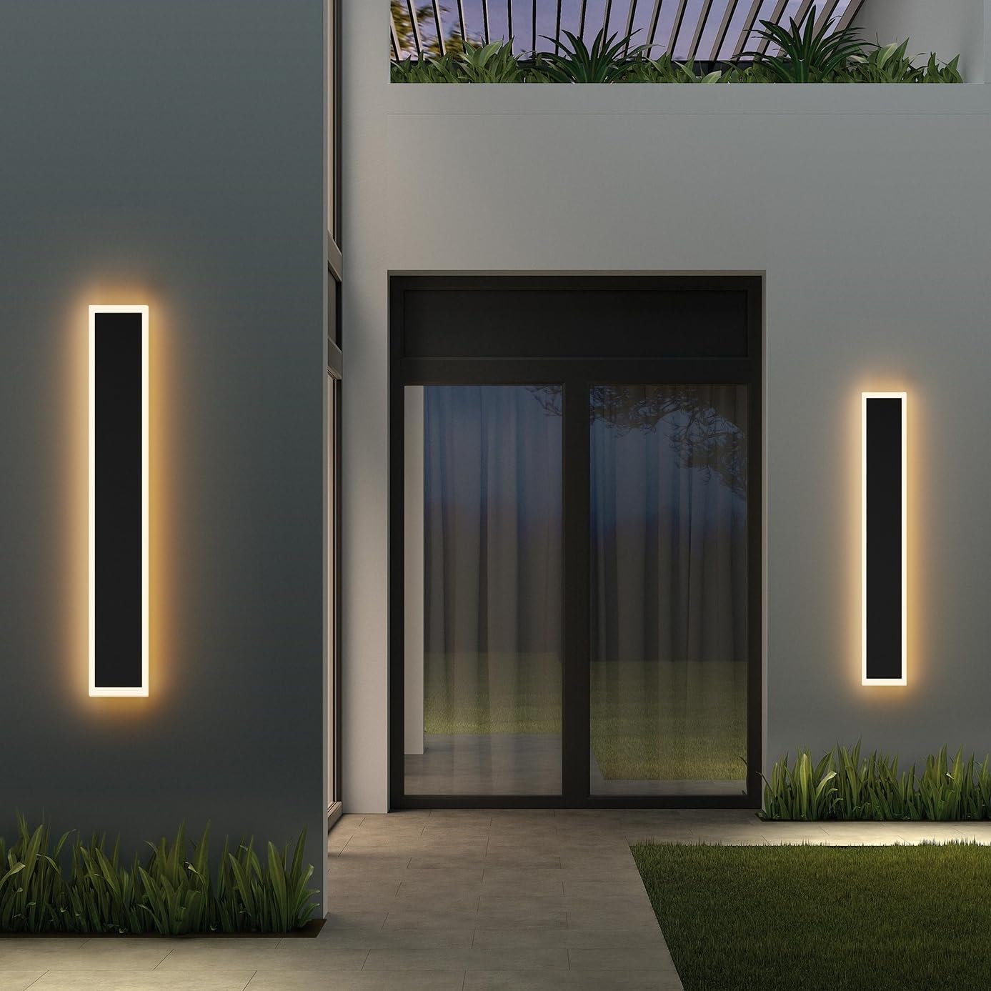 40inch Long Outdoor Wall Lights Black LED Exterior Wall Light Fixtures IP65 Waterproof 3000K Warm Light for Patio House Porch(5.9in Wide)
