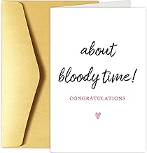 Chenive Engagement Congratulations Card, Congratulations Card for Newly Engaged Couples, Funny Wedding Congrats Cards for Friend, About Bloody Time
