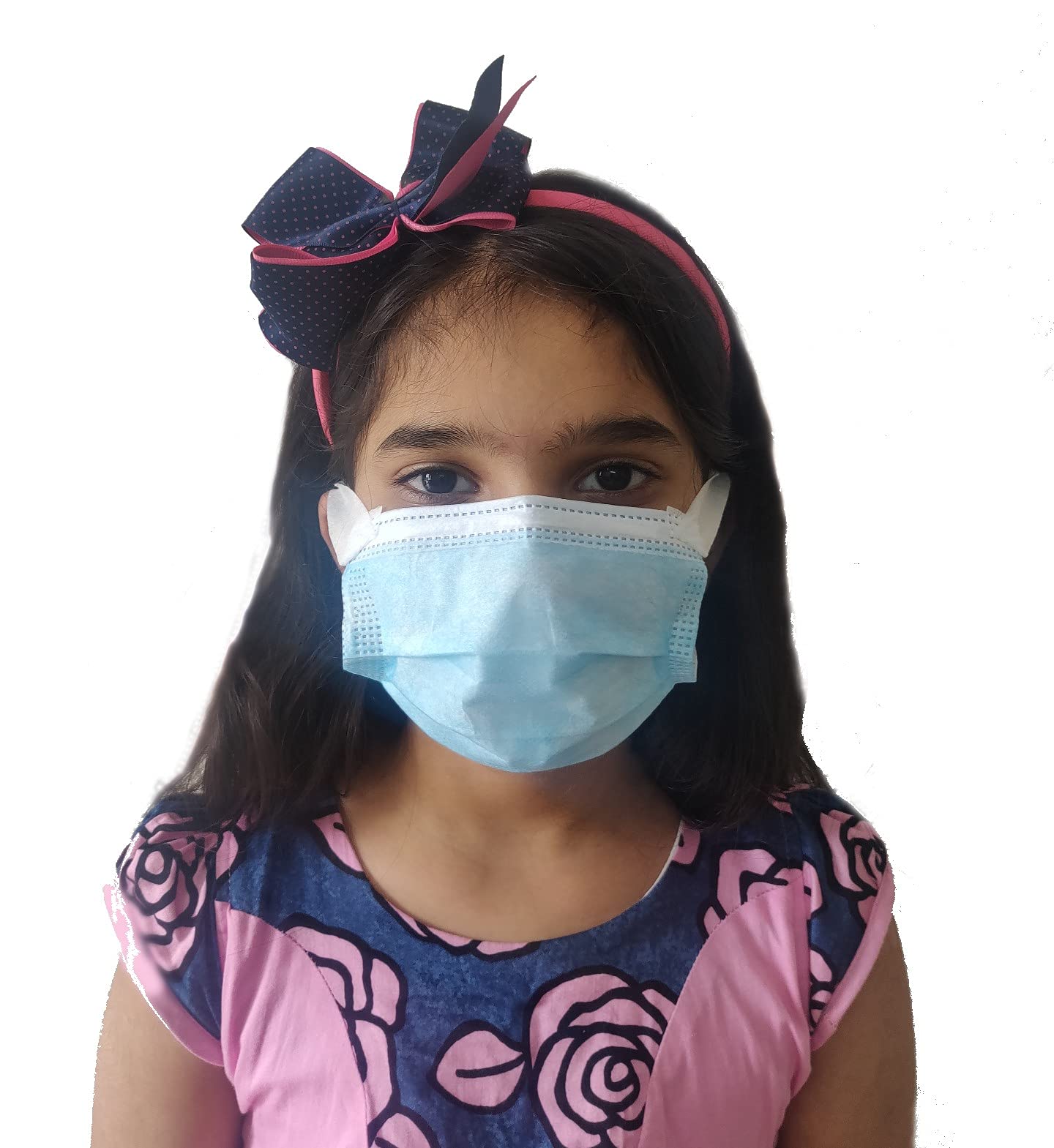 chi 3 Ply Disposable Surgical Mask for Kids with Melt Blown Filter, Nose Pin and Broad Fabric Ear loop for Comfort (Blue, Pack of 50, for Boys and Girls)