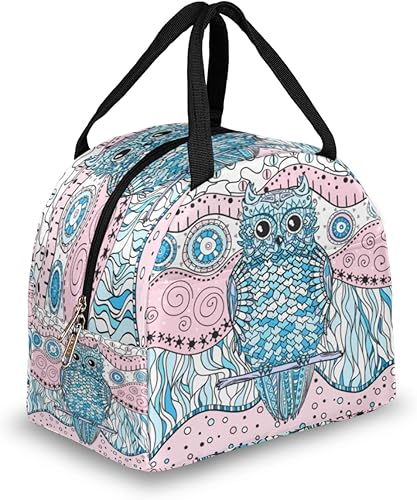 Mandala Lunch Tote Bag for Women Adult Men Zentangle Insulated Lunch Box Small Leakproof Cute Lunchbox Cooler Bag Reusable Lunch Bag for Work Travel