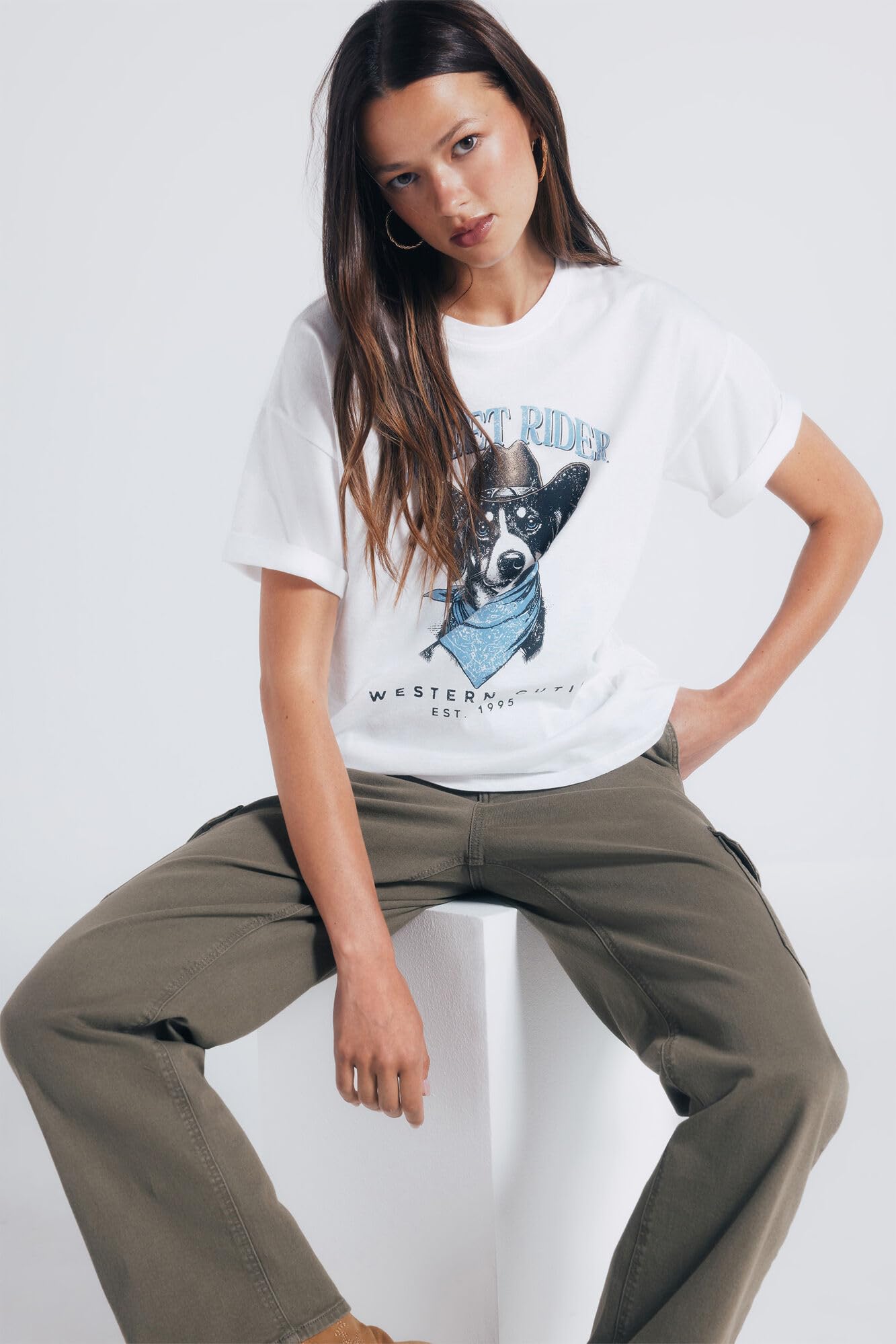 SPRINGFIELD Dog Graphic Short Sleeve T-Shirt Camiseta De Manga Corta Mujer